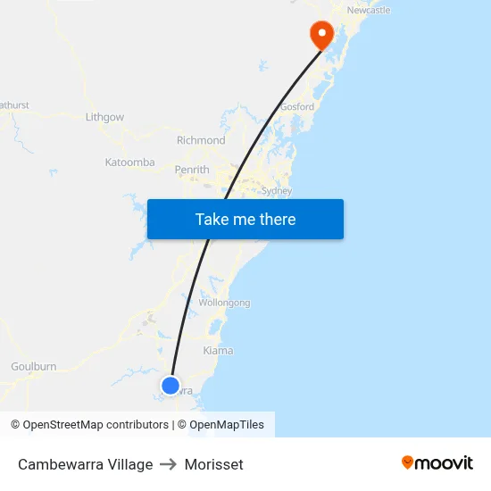 Cambewarra Village to Morisset map