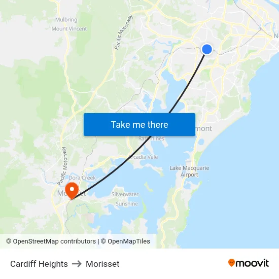 Cardiff Heights to Morisset map