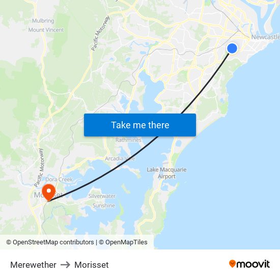 Merewether to Morisset map