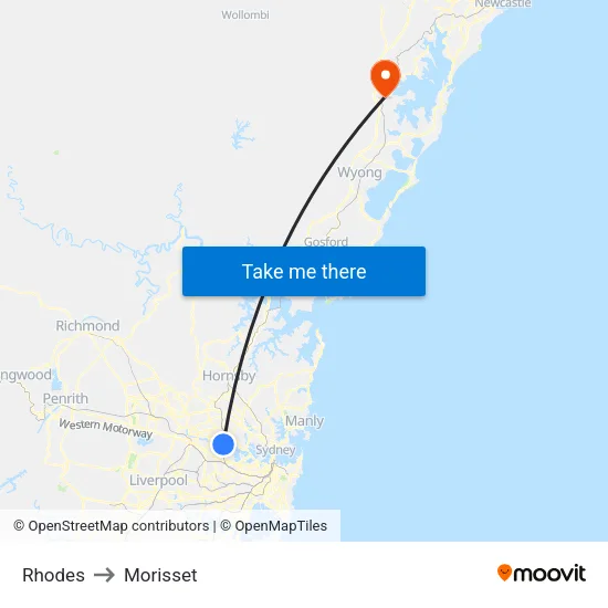 Rhodes to Morisset map
