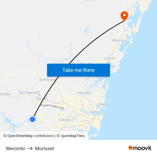 Werombi to Morisset map