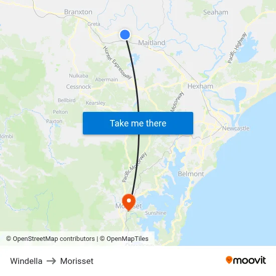 Windella to Morisset map