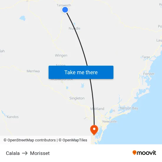 Calala to Morisset map