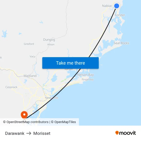 Darawank to Morisset map