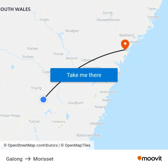 Galong to Morisset map