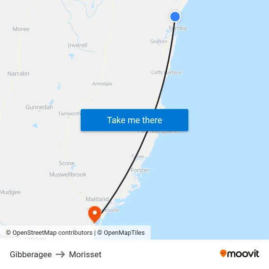 Gibberagee to Morisset map