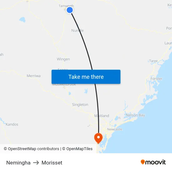 Nemingha to Morisset map