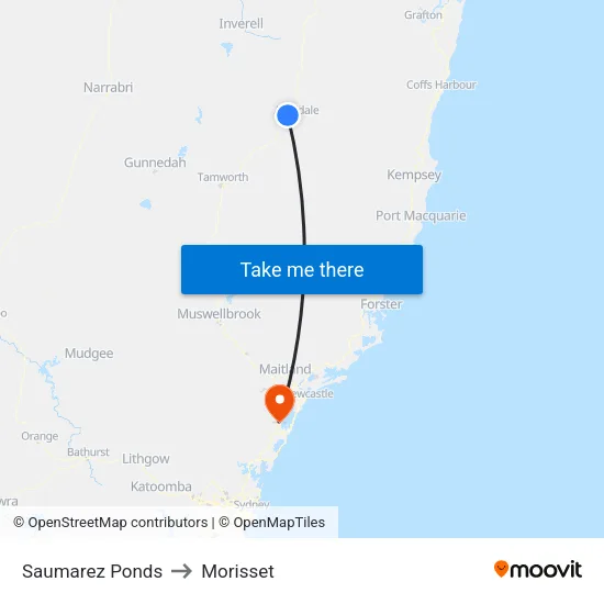 Saumarez Ponds to Morisset map
