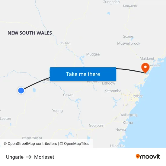 Ungarie to Morisset map