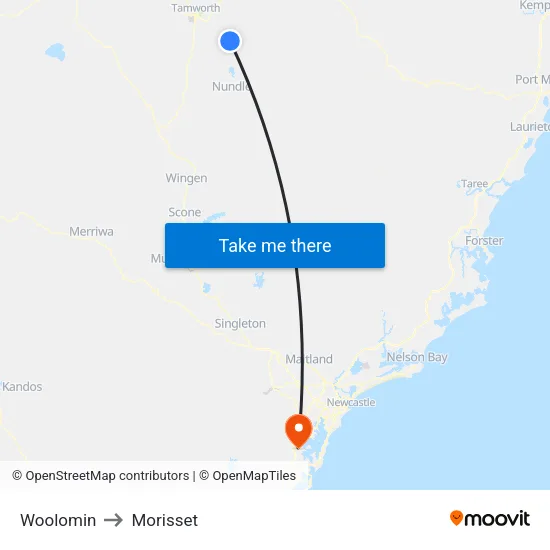 Woolomin to Morisset map