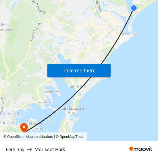 Fern Bay to Morisset Park map