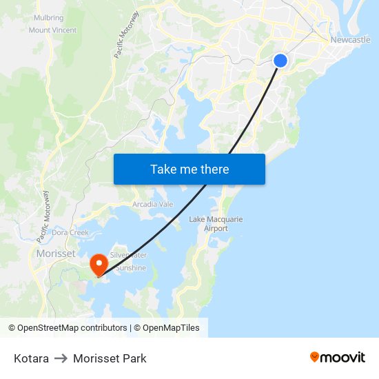 Kotara to Morisset Park map