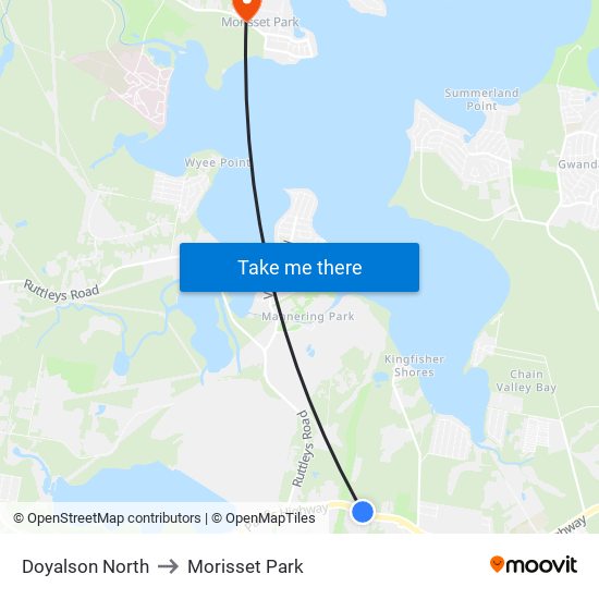 Doyalson North to Morisset Park map