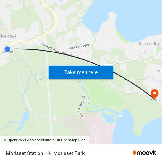 Morisset Station to Morisset Park map