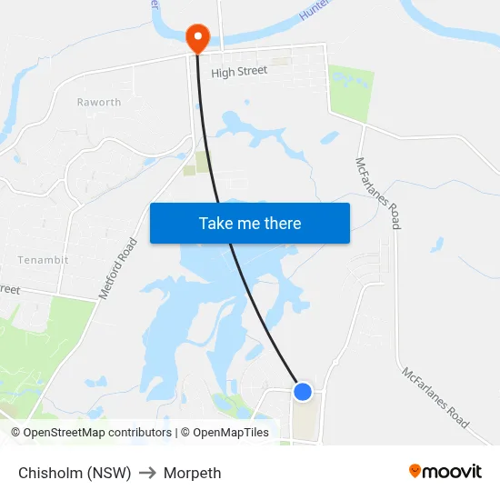 Chisholm (NSW) to Morpeth map