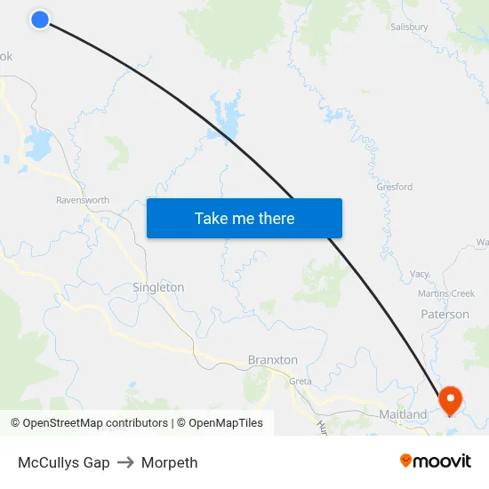 McCullys Gap to Morpeth map