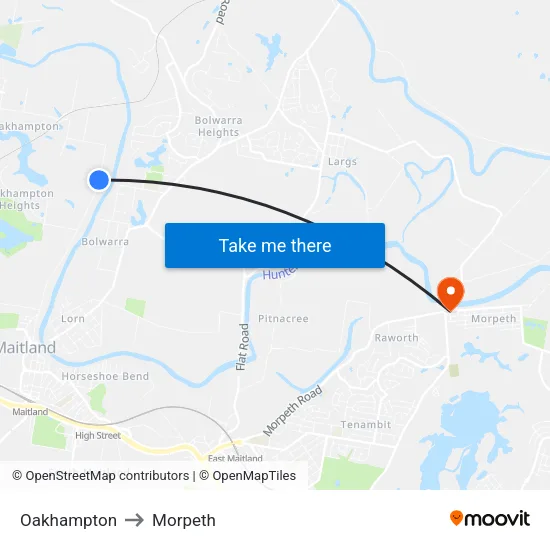 Oakhampton to Morpeth map