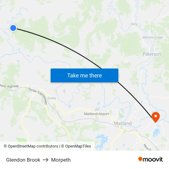 Glendon Brook to Morpeth map
