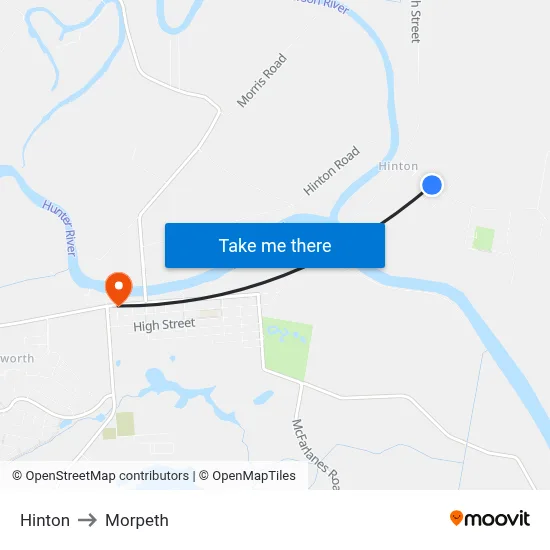 Hinton to Morpeth map
