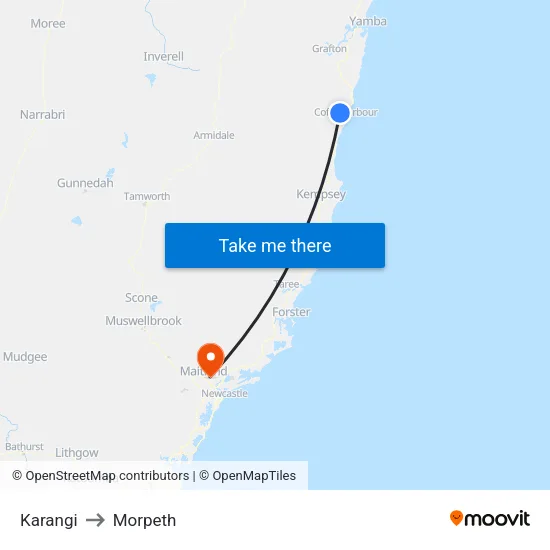 Karangi to Morpeth map