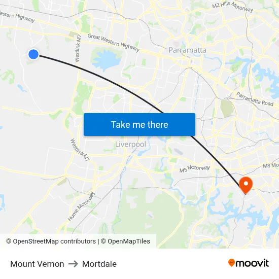 Mount Vernon to Mortdale map