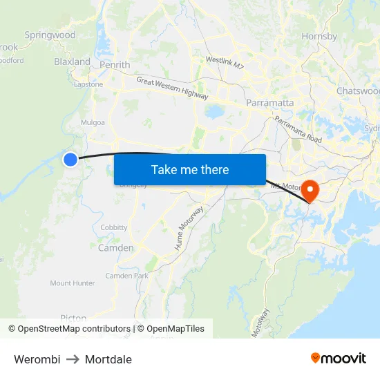 Werombi to Mortdale map