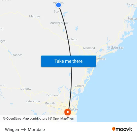 Wingen to Mortdale map