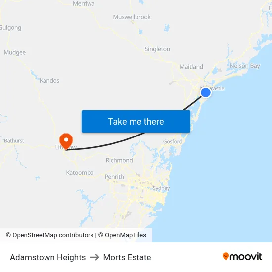 Adamstown Heights to Morts Estate map