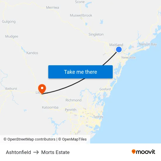 Ashtonfield to Morts Estate map