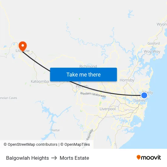 Balgowlah Heights to Morts Estate map