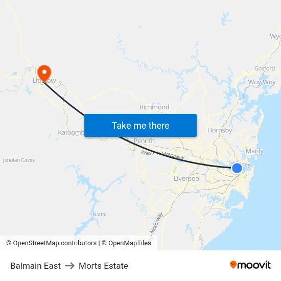 Balmain East to Morts Estate map