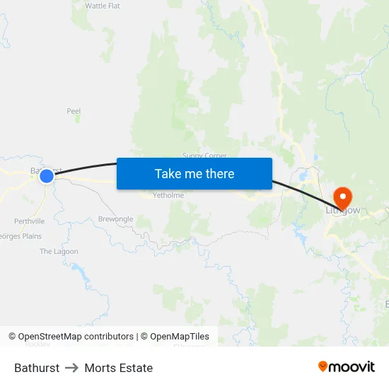 Bathurst to Morts Estate map