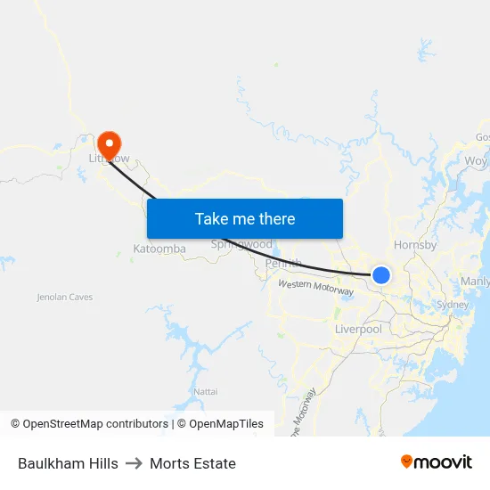 Baulkham Hills to Morts Estate map