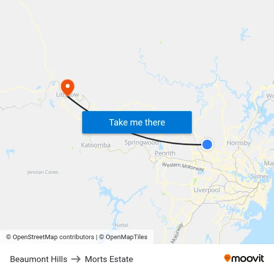 Beaumont Hills to Morts Estate map