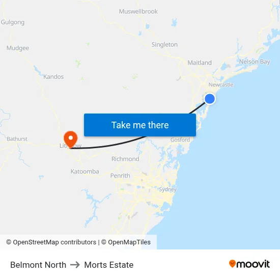 Belmont North to Morts Estate map
