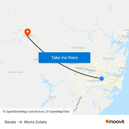 Berala to Morts Estate map
