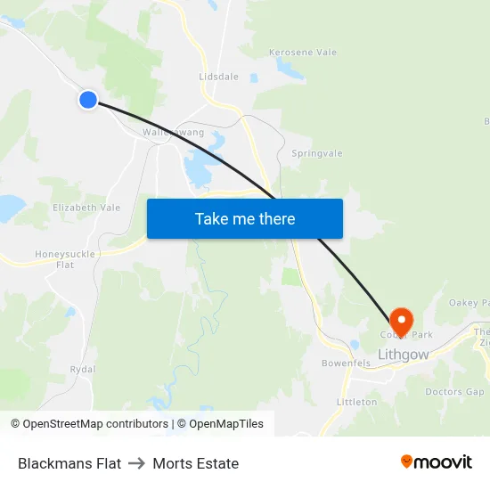 Blackmans Flat to Morts Estate map