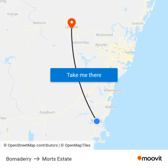Bomaderry to Morts Estate map