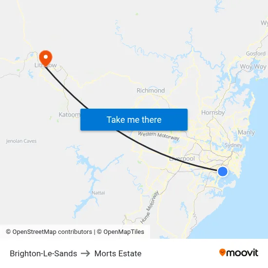 Brighton-Le-Sands to Morts Estate map