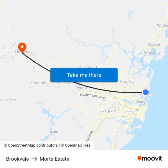 Brookvale to Morts Estate map