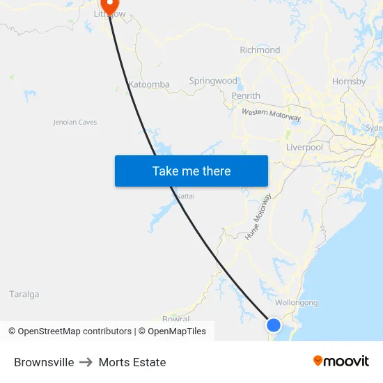Brownsville to Morts Estate map