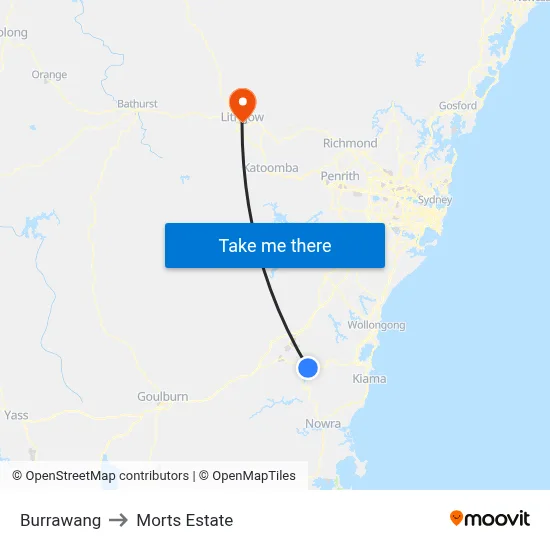 Burrawang to Morts Estate map