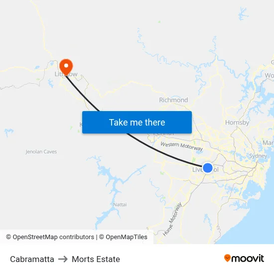 Cabramatta to Morts Estate map