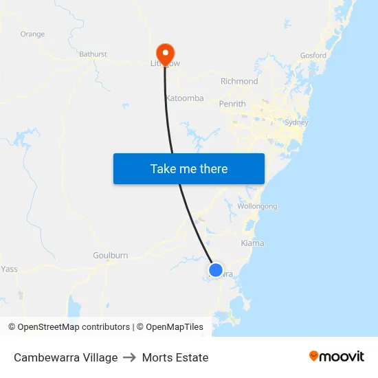 Cambewarra Village to Morts Estate map