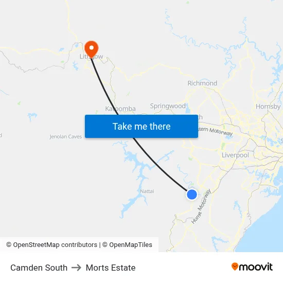 Camden South to Morts Estate map