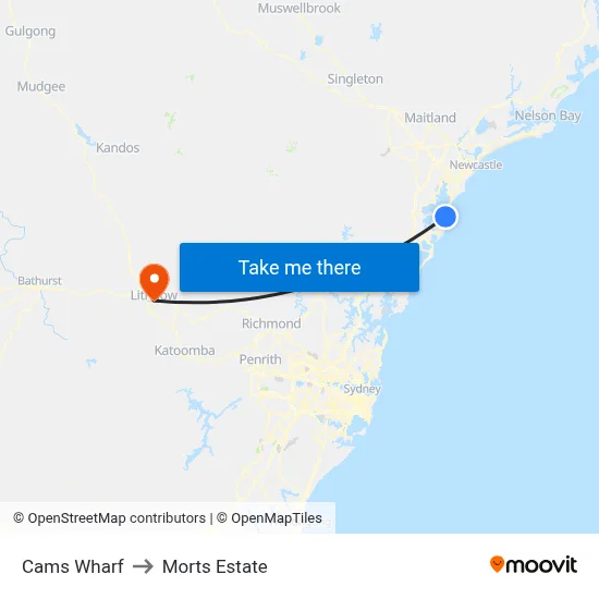 Cams Wharf to Morts Estate map
