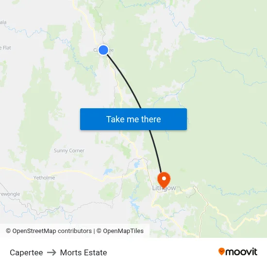 Capertee to Morts Estate map