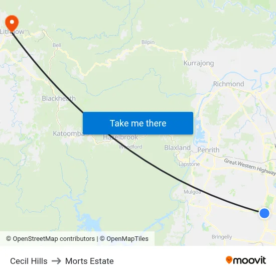 Cecil Hills to Morts Estate map