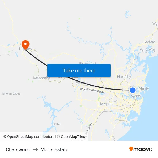 Chatswood to Morts Estate map