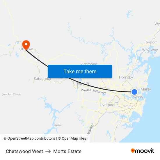 Chatswood West to Morts Estate map
